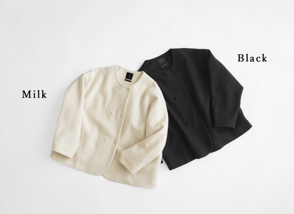 ダブルボタンのノーカラーショートコート | tandey mooi | ショップ ダブルボタンのノーカラーショートコート | tandey mooi | ショップ