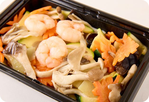 きのことエビの塩味炒め